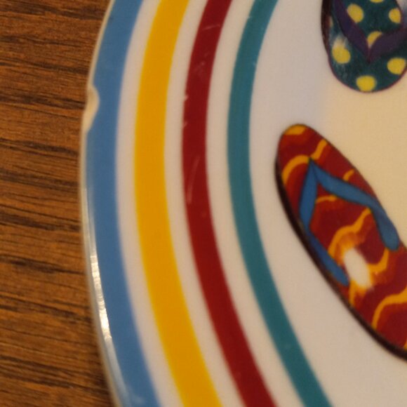 3 Godinger & Co. 7.5" Dessert Plate Flip Flop Design Summer Colorful Dinnerware - Picture 5 of 10